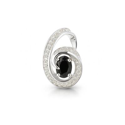 Pendentif Argent Oxyde de Zirconium Noir Ovale 7x5mm