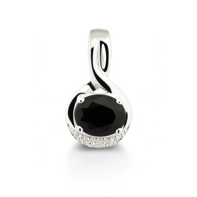 Pendentif Argent Oxyde de Zirconium Noir Ovale 9x7mm