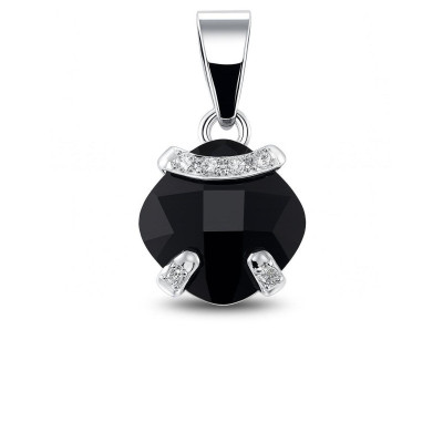 Pendentif Argent  Oxyde de zirconium Noir