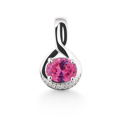 Pendentif Argent Oxyde de Zirconium Ovale 9x7mm  et Oxyde