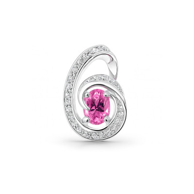 Pendentif Argent Oxyde de Zirconium Rose Ovale 7x5mm
