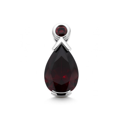 Pendentif Argent  Oxyde de zirconium Rouge Poire 13x9mm