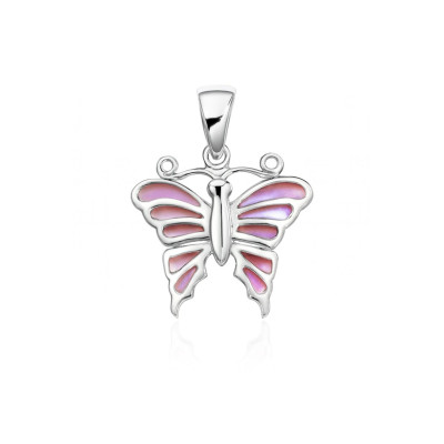 Pendentif Argent Papillon Nacre rose