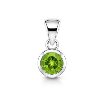 Pendentif Argent Péridot 5mm Serti Clos