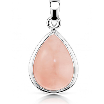 Pendentif Argent Quartz Rose Poire 18x13mm