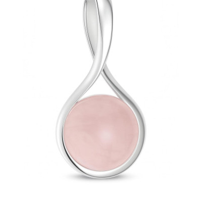 Pendentif Argent Quartz rose Rond 12mm