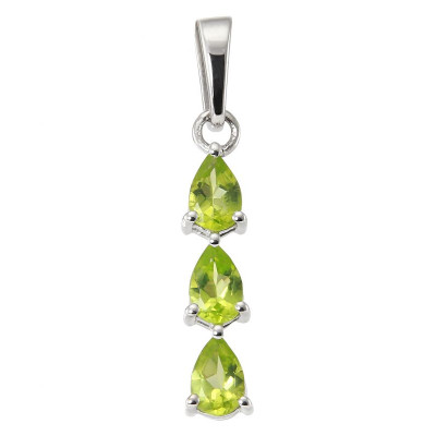 Pendentif Argent Rhodié 3 Péridots Poire 