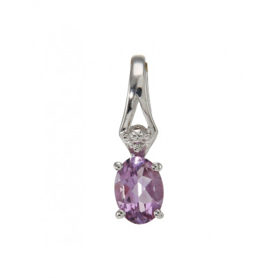 Pendentif Argent Rhodié Améthyste Ovale  7x5mm