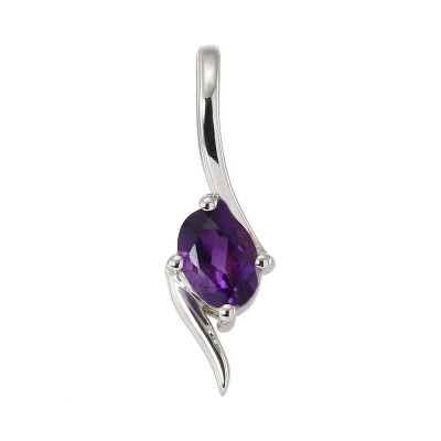 Pendentif Argent Rhodié Améthyste Ovale  7x5mm