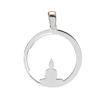 Pendentif argent rhodié bouddha en prière