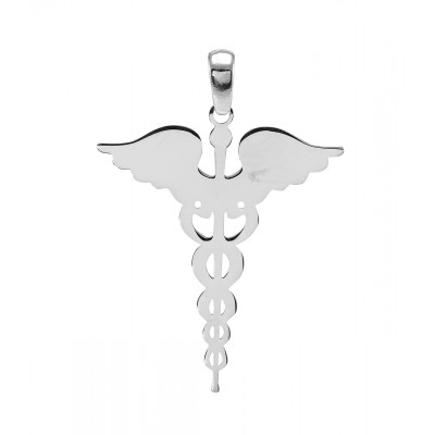 Pendentif argent rhodié caducée