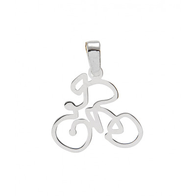 Pendentif argent rhodié cycliste
