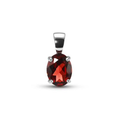 Pendentif Argent Rhodié Grenat Ovale 6x8mm