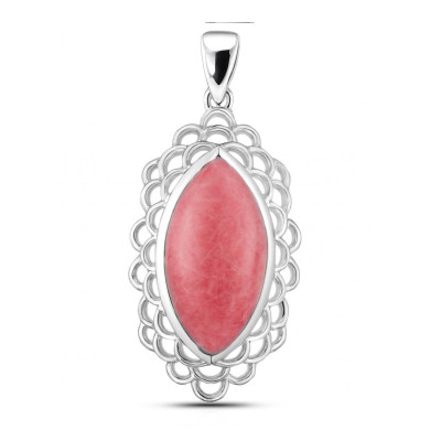 Pendentif Argent Rhodonite Navette 16x8mm