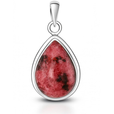 Pendentif Argent Rhodonite Poire 18x13mm