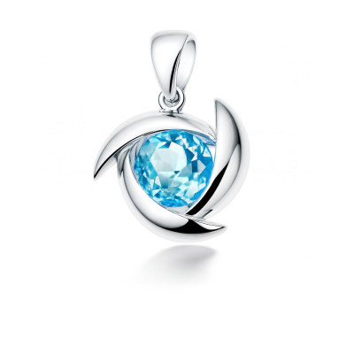 Pendentif Argent Topaze Bleue Traitée 8mm