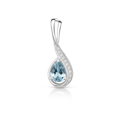 Pendentif Argent Topaze Bleue Traitée Poire et Oxyde