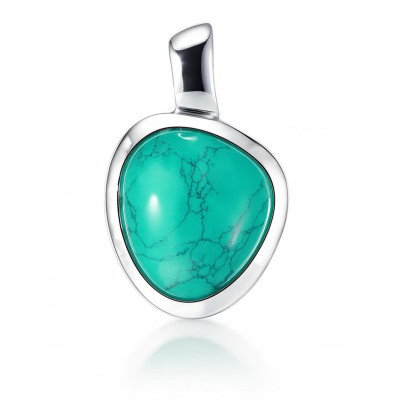 Pendentif Argent  Turquoise reconstituée  Cabochon 17x14mm