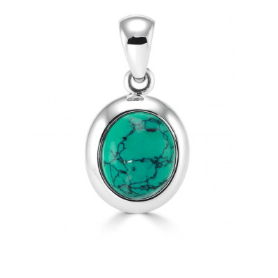 Pendentif Argent Turquoise Reconstituée Ovale 12x10mm