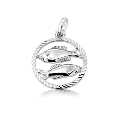 Pendentif Argent Zodiaque Poisson Diam. 16mm