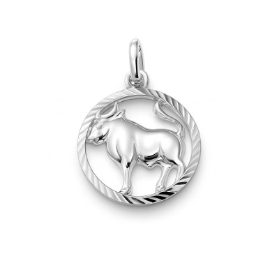 Pendentif Argent Zodiaque Taureau Diam. 16mm