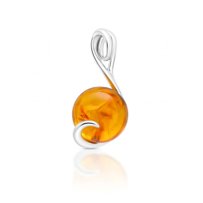 Pendentif boule d'ambre sur Argent 925