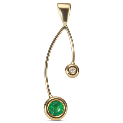 Pendentif Branches Or Jaune Emeraude et Diamant