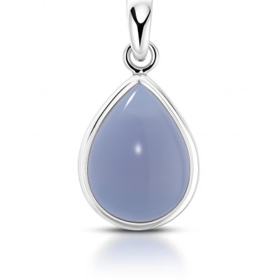Pendentif Calcédoine Poire 18x13mm Argent