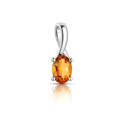 Pendentif Citrine Ovale 6x4mm Or Blanc 375