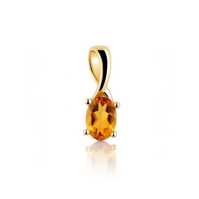 Pendentif Citrine Ovale 6x4mm Or Jaune 375