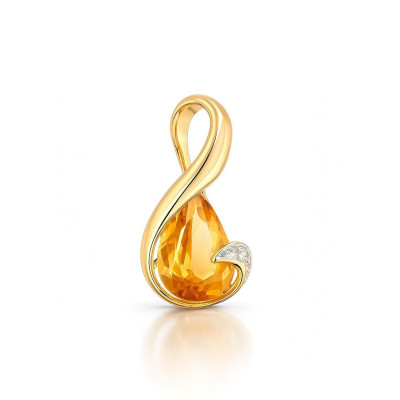 Pendentif Citrine Poire 8x6mm Or Jaune 