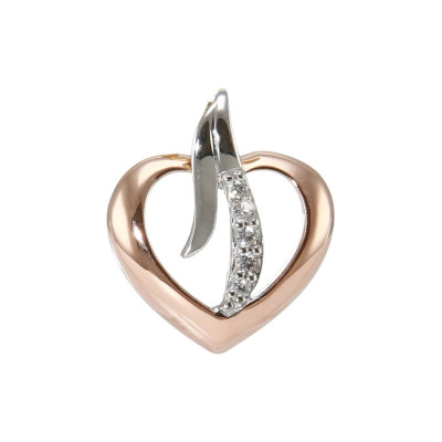 Pendentif Coeur Argent 925 Rhodié et Rosé et Oxydes