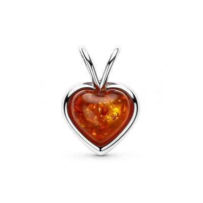 Pendentif Coeur Argent Ambre