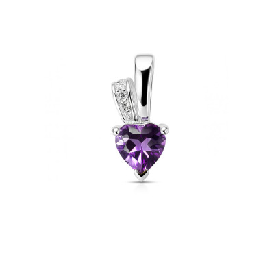Pendentif Coeur Argent Améthyste et Oxydes