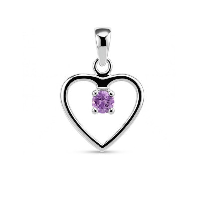 Pendentif Coeur Argent  Améthyste 