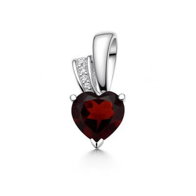 Pendentif Coeur Argent Grenat