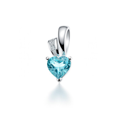 Pendentif Coeur Argent Topaze Bleue Traitée