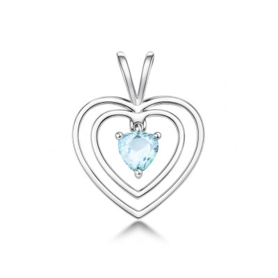 Pendentif Coeur Or Blanc 375 Aigue Marine Coeur 5x5mm