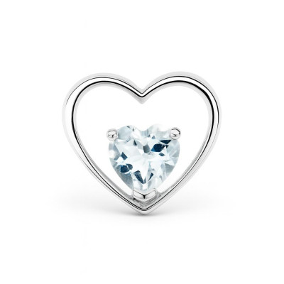 Pendentif Coeur Or Blanc 375 Aigue Marine Coeur 6x6mm