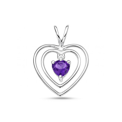 Pendentif Coeur Or Blanc 375 Améthyste Coeur 5x5mm