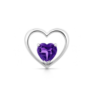 Pendentif Coeur Or Blanc  375 Améthyste Coeur 6x6mm
