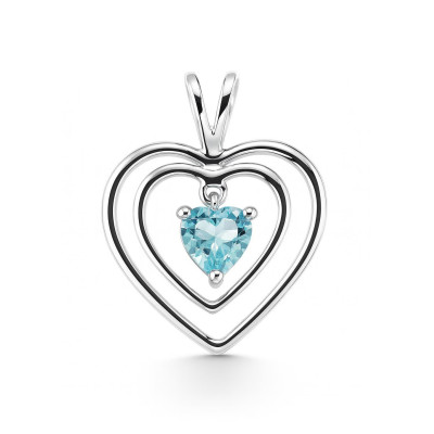 Pendentif Coeur Or Blanc 375 Topaze  Bleue Traitée  Coeur 5x5mm