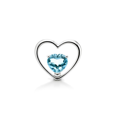 Pendentif Coeur Or Blanc 375 Topaze  Bleue Traitée  Coeur 6x6mm