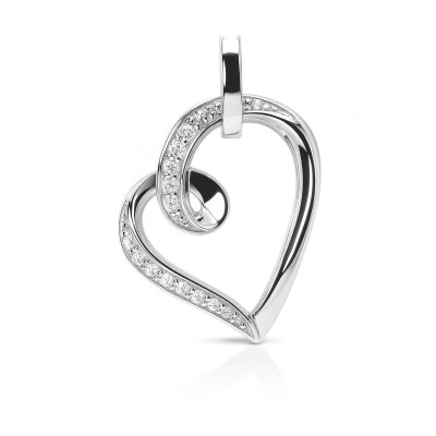 Pendentif Coeur Or Blanc 750 Diamant  0.07 carat