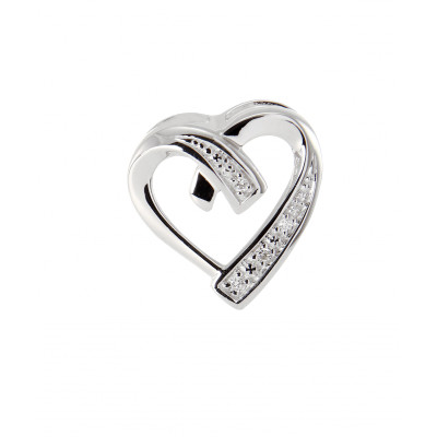 Pendentif Coeur Or Blanc 750 et Diamant