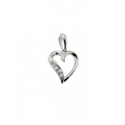 Pendentif Coeur Or Blanc Diamant  0.026  carat