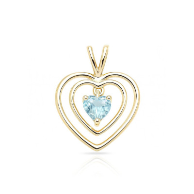 Pendentif Coeur Or Jaune 375 Aigue Marine Coeur 5x5mm