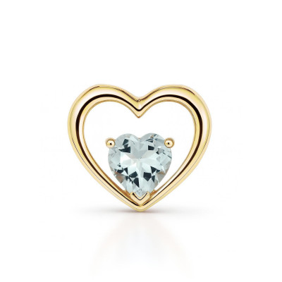 Pendentif Coeur Or Jaune 375 Aigue Marine Coeur 6x6mm