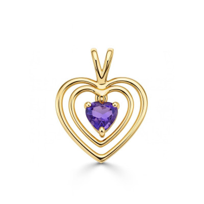 Pendentif Coeur Or Jaune 375 Améthyste Coeur 5x5mm