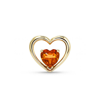 Pendentif Coeur Or Jaune 375 Citrine Coeur 6x6mm